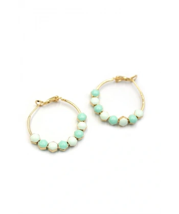 biçomi Mineli Halka Küpe - Turkuaz