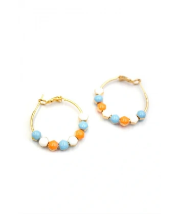 biçomi Mineli Halka Küpe - Turuncu