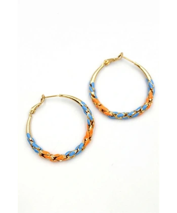 biçomi Mineli Halka Küpe - Turuncu