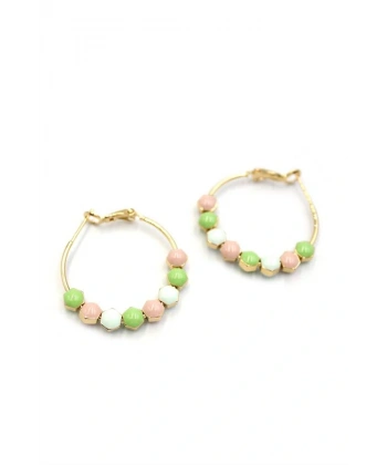 biçomi Mineli Halka Küpe - Yeşil