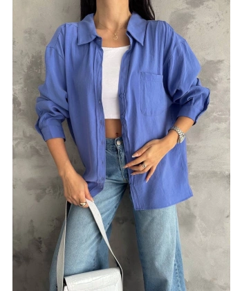 BİÇOMİ Modal oversize cepli gömlek