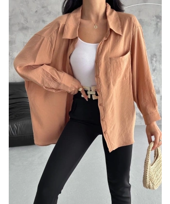 BİÇOMİ Modal oversize cepli gömlek