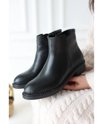 BİÇOMİ Moed Siyah Cilt Topuklu Bot