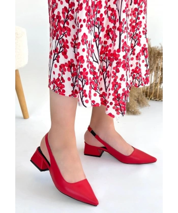 BİÇOMİ Morji Kırmızı Cilt Topuklu Ayakkabı