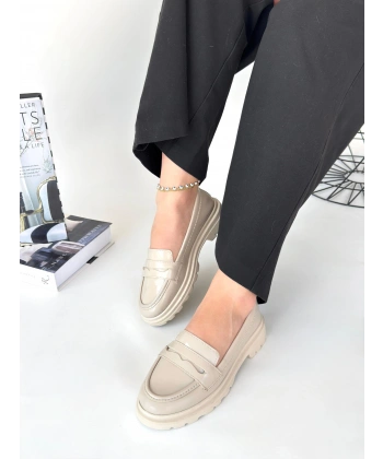 BİÇOMİ Narli Bej Rugan Oxford Ayakkabı