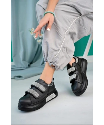 BİÇOMİ Nino Siyah Cilt Cırt Cırtlı Spor Ayakkabı