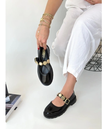 BİÇOMİ Okira Siyah Rugan Oxford Ayakkabı