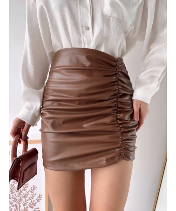 BİÇOMİ Önden büzgülü etek taba h24210