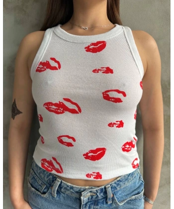 BİÇOMİ Öpücük baskılı bluz