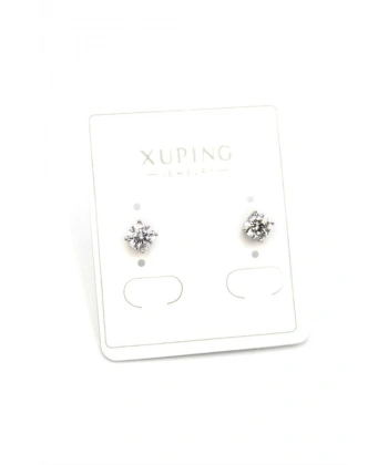 biçomi Orta Boy Tek Taş Küpe - Gümüş