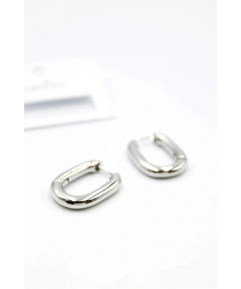 biçomi Oval Halka Küpe - Gümüş