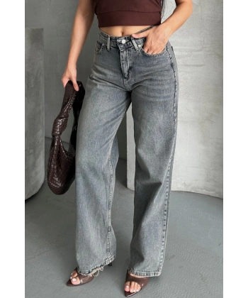 BİÇOMİ Palazzo bıyık kar yıkama buz mavi jeans pantolon d2008