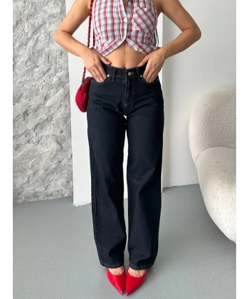 BİÇOMİ Palazzo süper taş enzim tint yıkama koyu lacivert jeans pantolon d2008