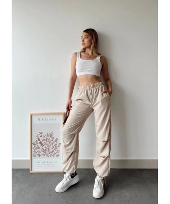 BİÇOMİ Paraşüt pantolon bej