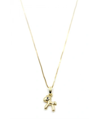 biçomi Peluş At Figürü Kolye - Altın