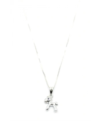 biçomi Peluş At Figürü Kolye - Gümüş