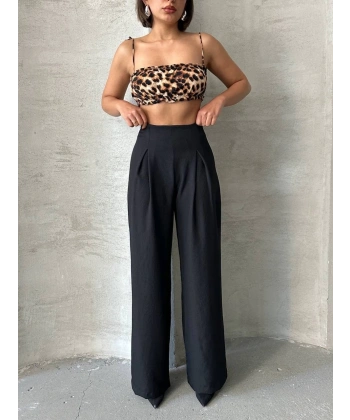 BİÇOMİ Pileli keten pantolon s255046