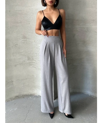 BİÇOMİ Pileli keten pantolon s255046