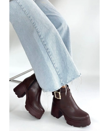 BİÇOMİ Pinma Kahverengi Cilt Topuklu Bot