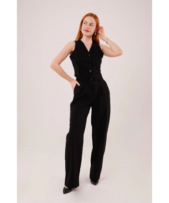 Biçomi Premium Model Oturtmalı Siyah Pantolon