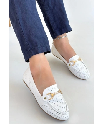 BİÇOMİ Rain Beyaz Cilt Babet Ayakkabı