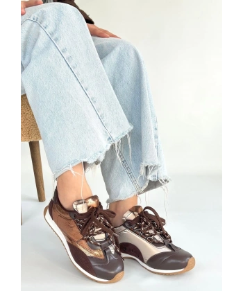 BİÇOMİ Ranu Kahverengi Cilt Paraşüt Detaylı Bağcıklı Spor Ayakkabı