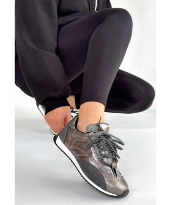 BİÇOMİ Ranu Platin Cilt Paraşüt Detaylı Bağcıklı Spor Ayakkabı