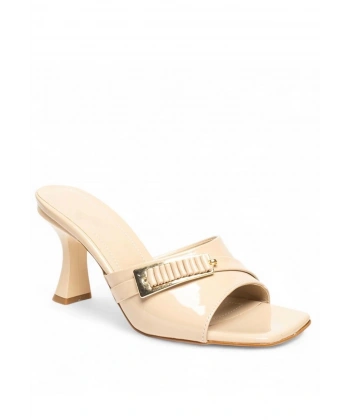 BİÇOMİ Sief Bej Rugan Topuklu Terlik