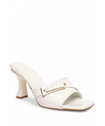 BİÇOMİ Sief Beyaz Rugan Topuklu Terlik