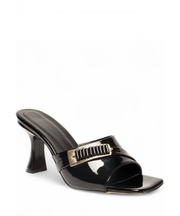 BİÇOMİ Sief Siyah Rugan Topuklu Terlik