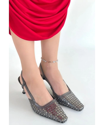 BİÇOMİ Sione Platin Cilt Topuklu Ayakkabı