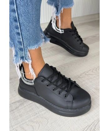 BİÇOMİ Sofio Siyah Cilt Bağcıklı Spor Ayakkabı