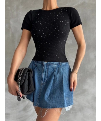 BİÇOMİ Taş baskılı kaş korse bluz