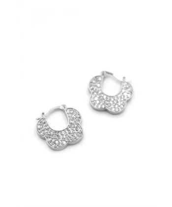 biçomi Taşlı Çiçek Küpe - Gümüş