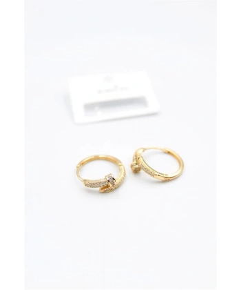 biçomi Taşlı Çivi Küpe - Altın