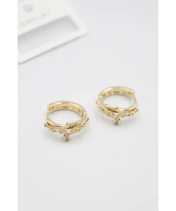 biçomi Taşlı Çivi Küpe - Altın