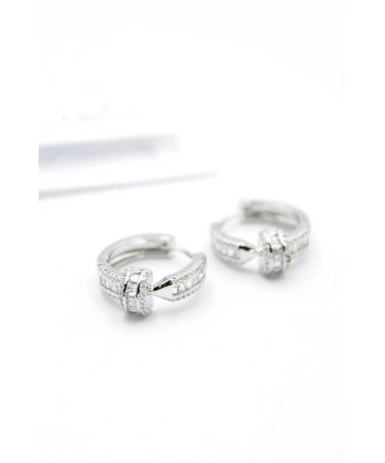 biçomi Taşlı Çivi Küpe - Gümüş