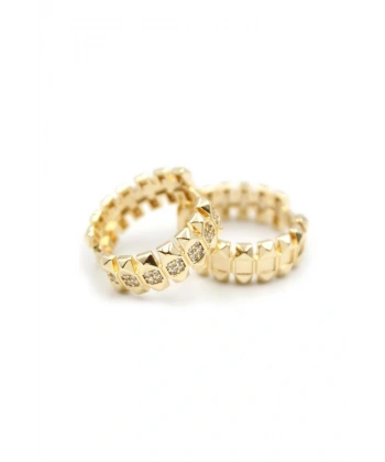 biçomi Taşlı Halka Küpe - Altın