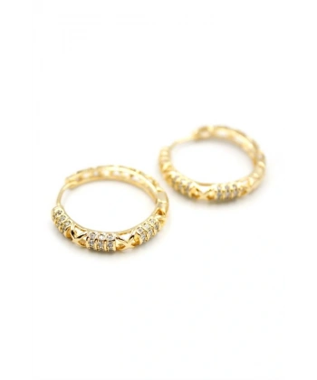 biçomi Taşlı Halka Küpe - Altın