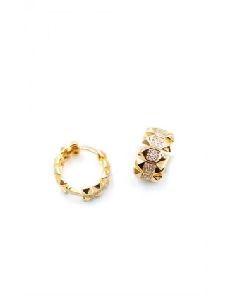 biçomi Taşlı Halka Küpe - Altın