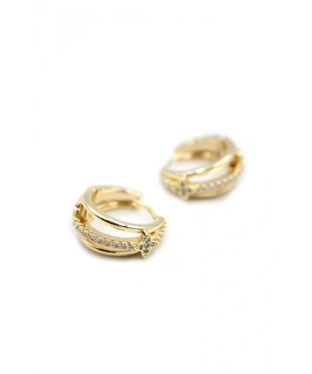 biçomi Taşlı Halka Küpe - Altın