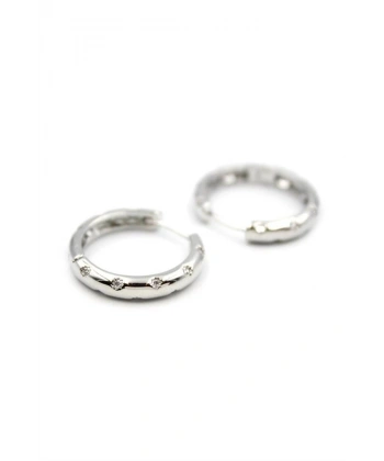 biçomi Taşlı Halka Küpe - Gümüş