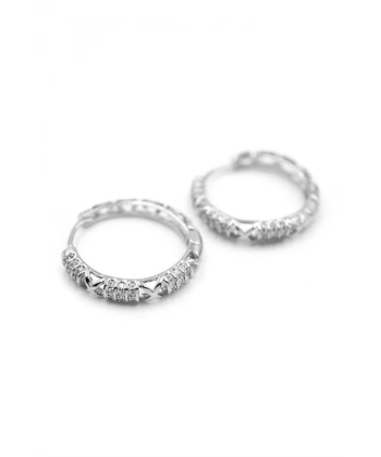 biçomi Taşlı Halka Küpe - Gümüş