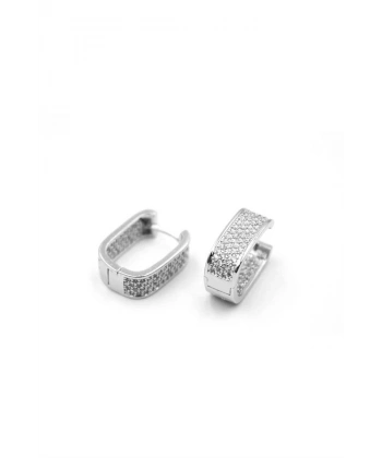 biçomi Taşlı Halka Küpe - Gümüş