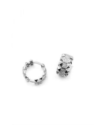 biçomi Taşlı Halka Küpe - Gümüş