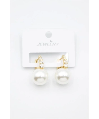 biçomi Taşlı İnci Küpe - Altın