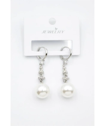 biçomi Taşlı İnci Küpe - Gümüş