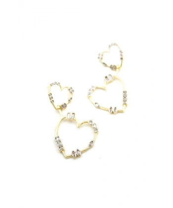 biçomi Taşlı Kalp Küpe - Altın