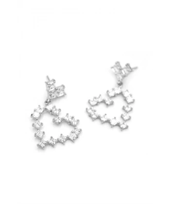 biçomi Taşlı Kalp Küpe - Gümüş