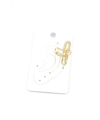 biçomi Taşlı Kıkırdak Küpe - Altın